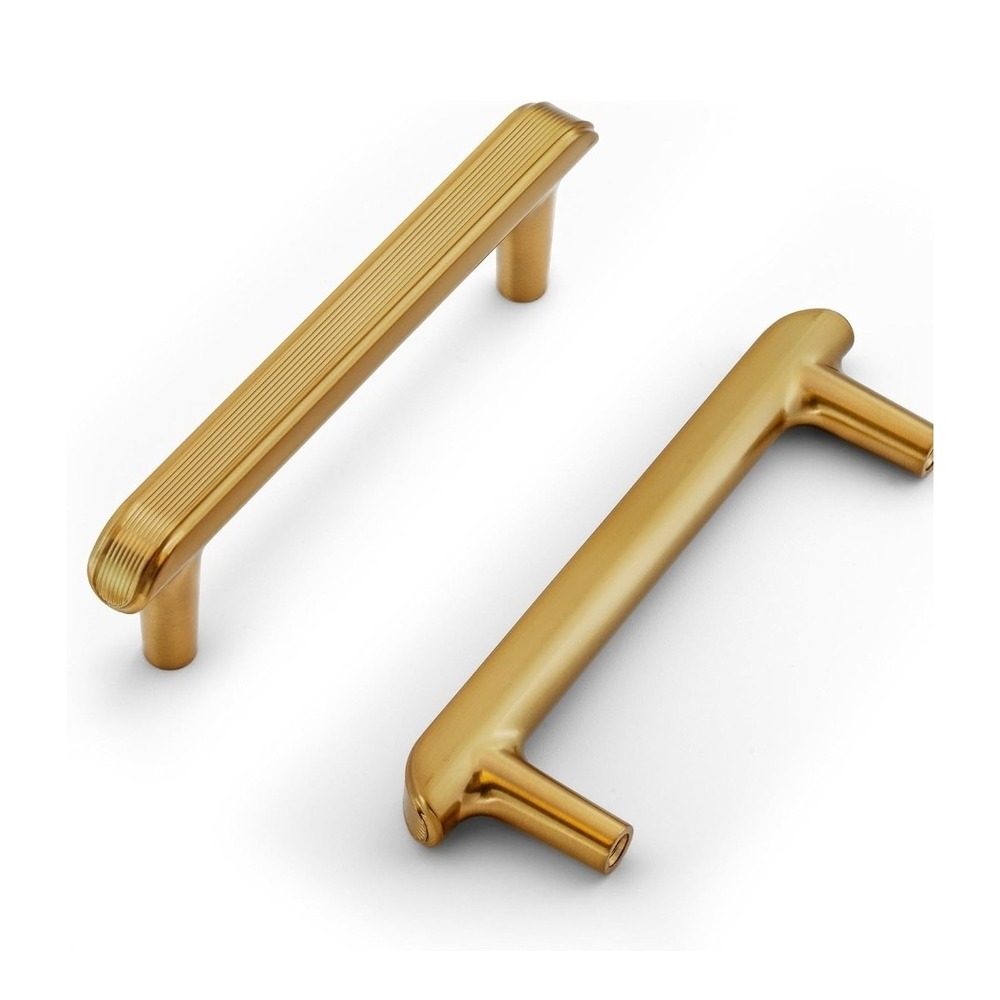 10 Pack Gold Cabinet Handles 3.75 Inch (96 mm) - Simply Modern Knurled...